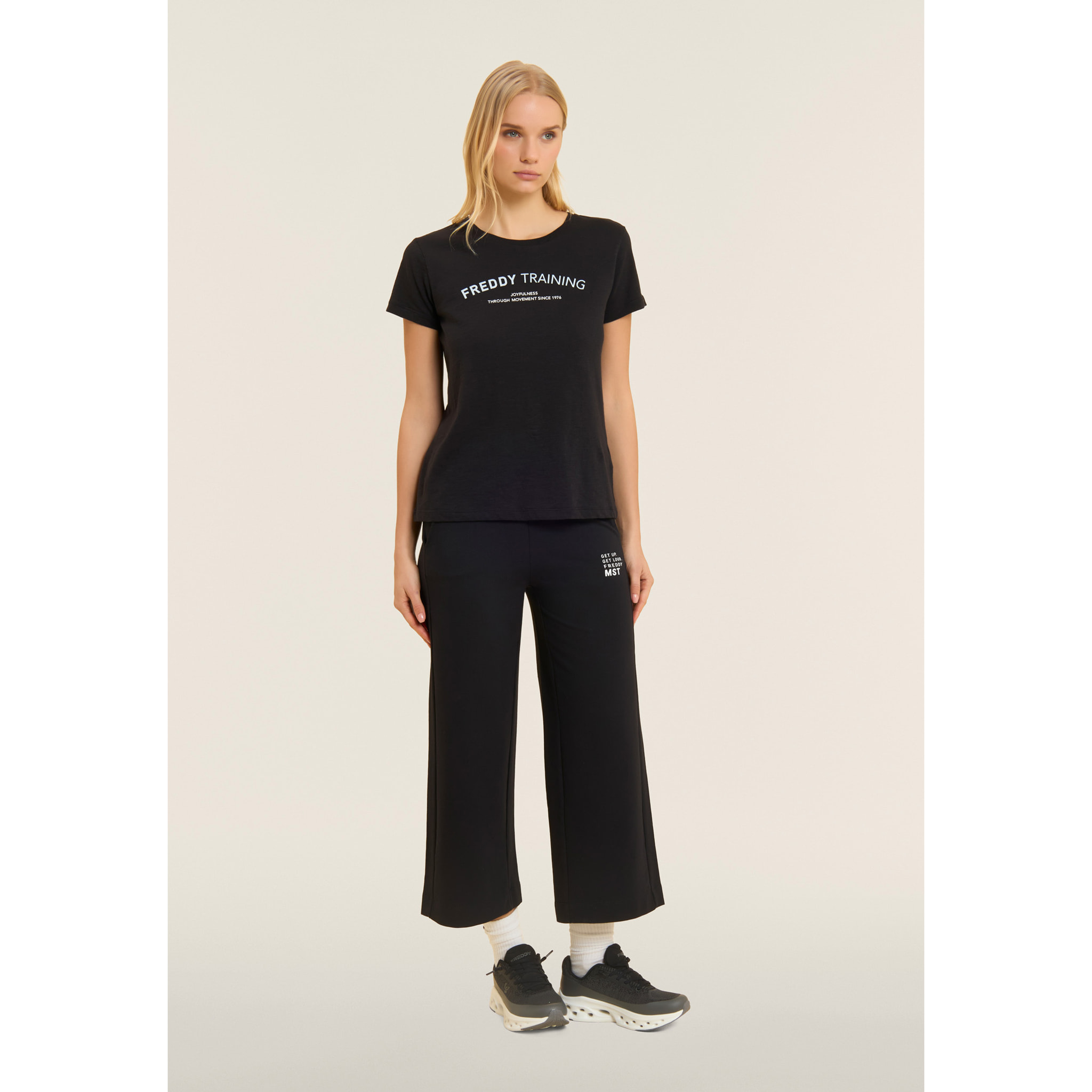 Pantaloni sportivi wide leg cropped con grafica FREDDY MST