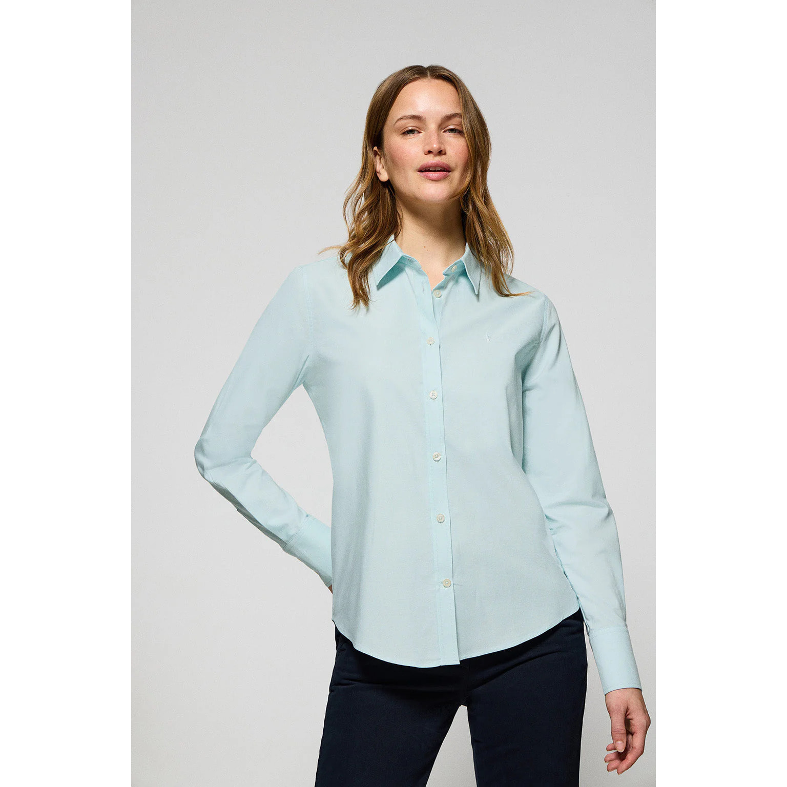 Camicia Oxford Regular fit color acquamarina con logo Rigby Go