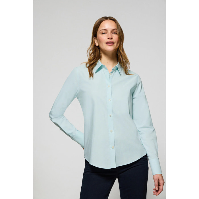 Camicia Oxford Regular fit color acquamarina con logo Rigby Go