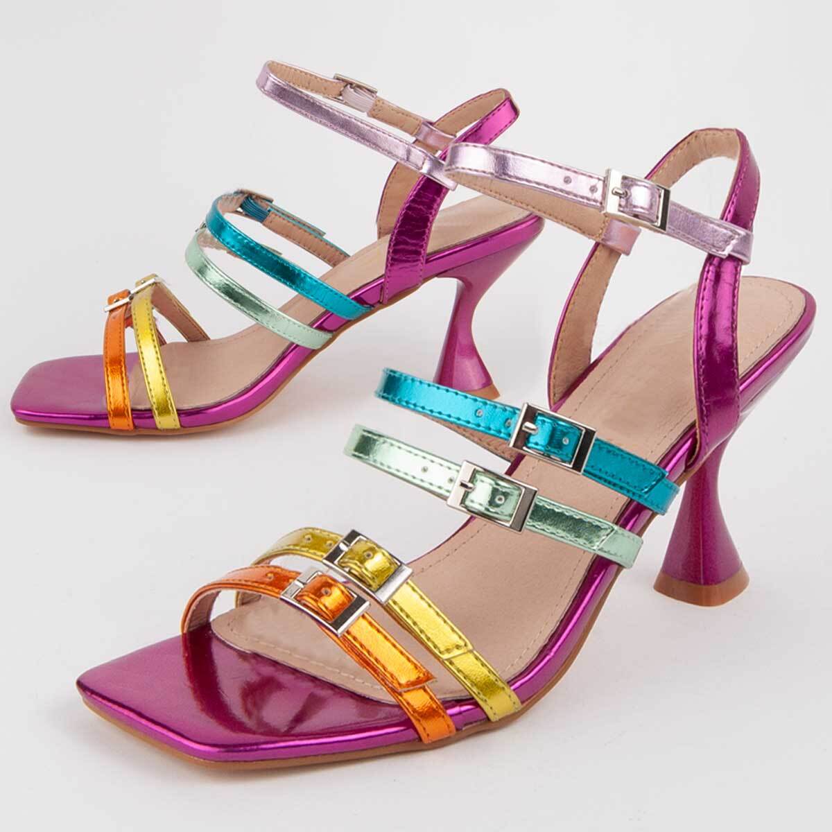Sandalia De Tacón - Multicolor - Altura: 7 Cm