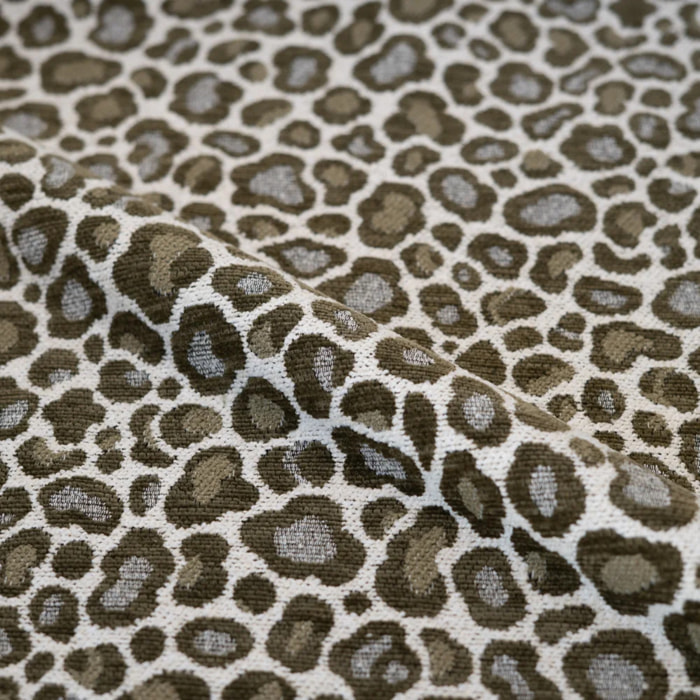 Pouf rond en tissu motif léopard kaki - Lily