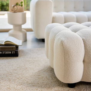 Pouf, repose-pieds pour canapé d'angle 3 places Leon bouclette texturée LEON