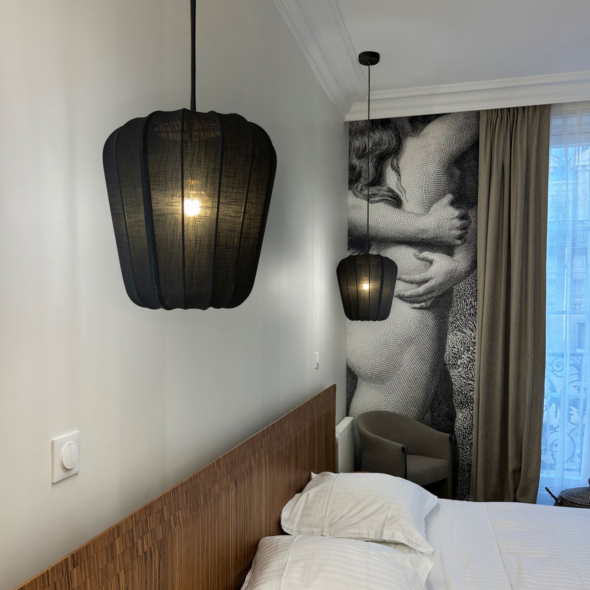 Suspension en coton noir et métal h39cm ALBA