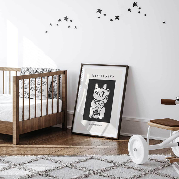 Affiche enfant manekineko  Affiche + cadre en bois - Noir