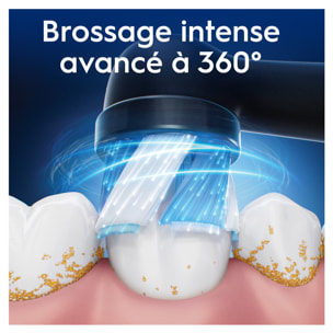 Oral-B Série iO Ultimate Clean Noir, Brossettes rondes Authentiques, Brins CrissCross, Élimination de la plaque dentaire, 6