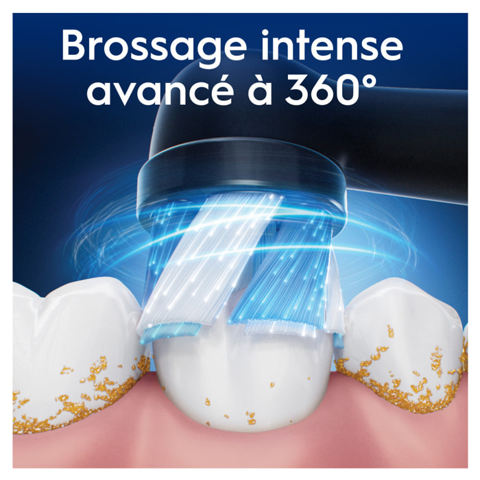 Oral-B Série iO Ultimate Clean Noir, Brossettes rondes Authentiques, Brins CrissCross, Élimination de la plaque dentaire, 6