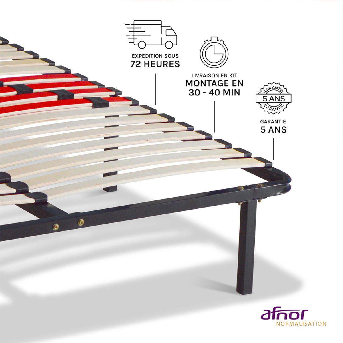 Kit cadre à lattes | 1 Place |morphologique | 3 zones de confort