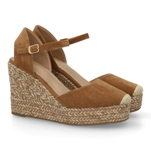 Alpargata de cuña con trenzado bicolor