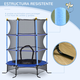 Cama Elástica Infantil Ø163x190 cm Trampolín para Niños de +3 Años con Red de Seguridad y Marco de Acero Carga 50 kg para Interior y Exterior