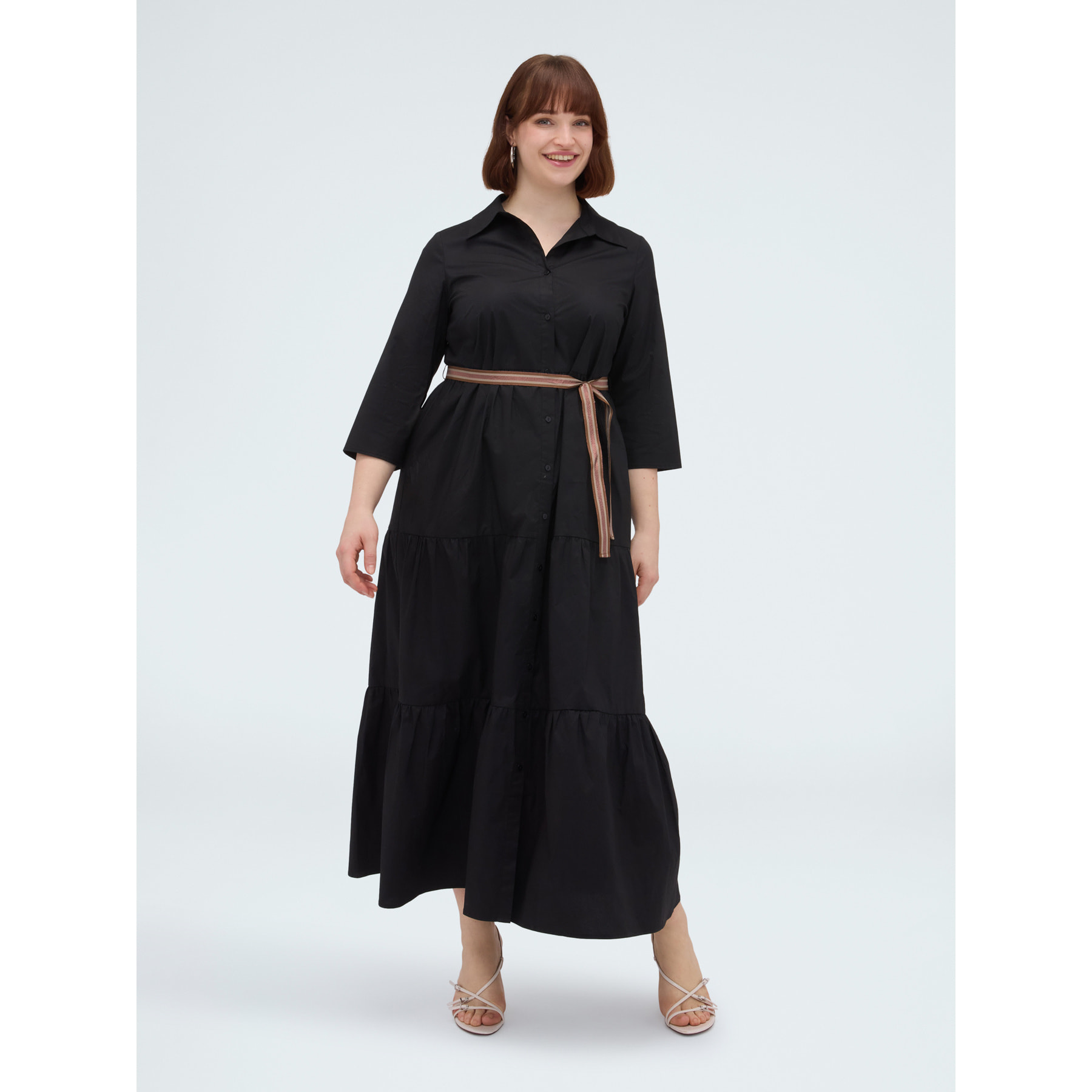 Fiorella Rubino - Vestido camisero Power en viscosa - Negro