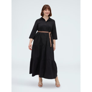 Fiorella Rubino - Vestido camisero Power en viscosa - Negro