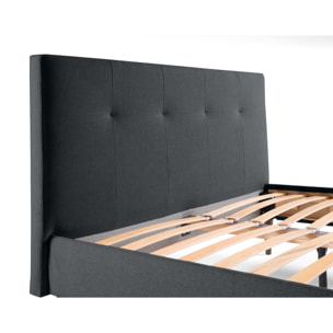 Monet - lit - 140x190 - sommier inclus - en tissu - Gris Anthracite