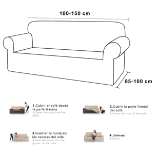 Funda de sofá elástica antimanchas 2 plazas ALBA Azulón