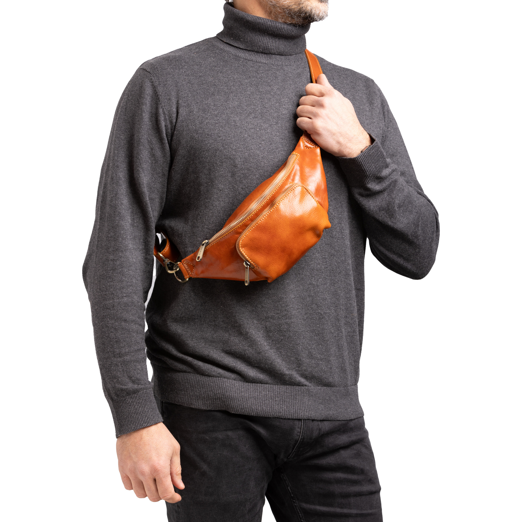 Borsa a tracolla  da uomo In Vera pelle Made in Italy 17x23x4 cm