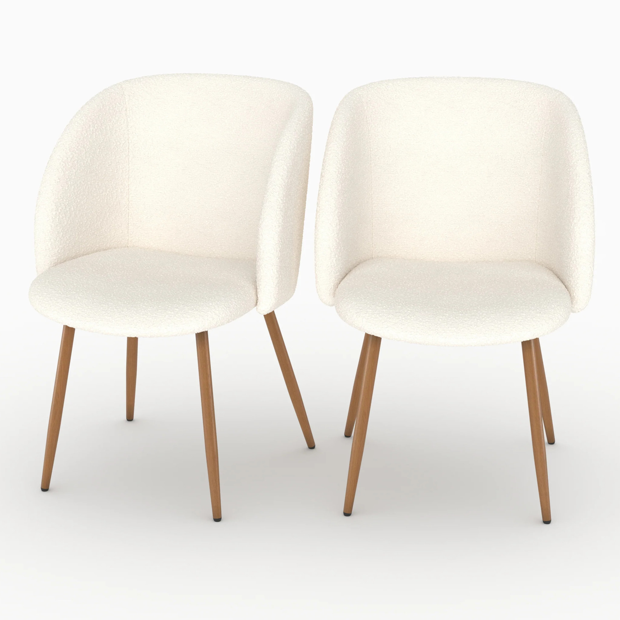 Lot de 2 chaises en tissu bouclé beige - Swan