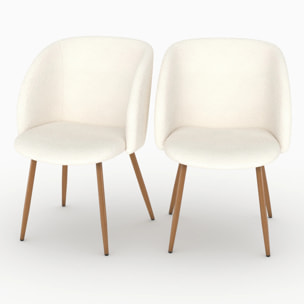 Lot de 2 chaises en tissu bouclé beige - Swan