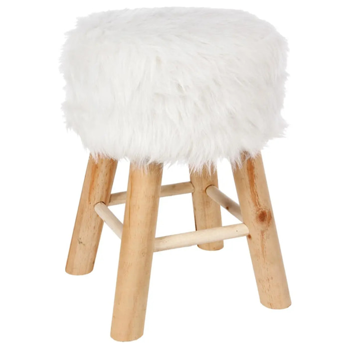 Tabouret "Oslo" effet fourrure blanc