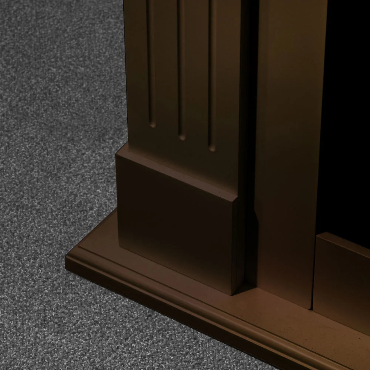 Cambridge - Camino Elettrico da Terra con Effetto Fiamma 110x100x36 cm In Legno Noce