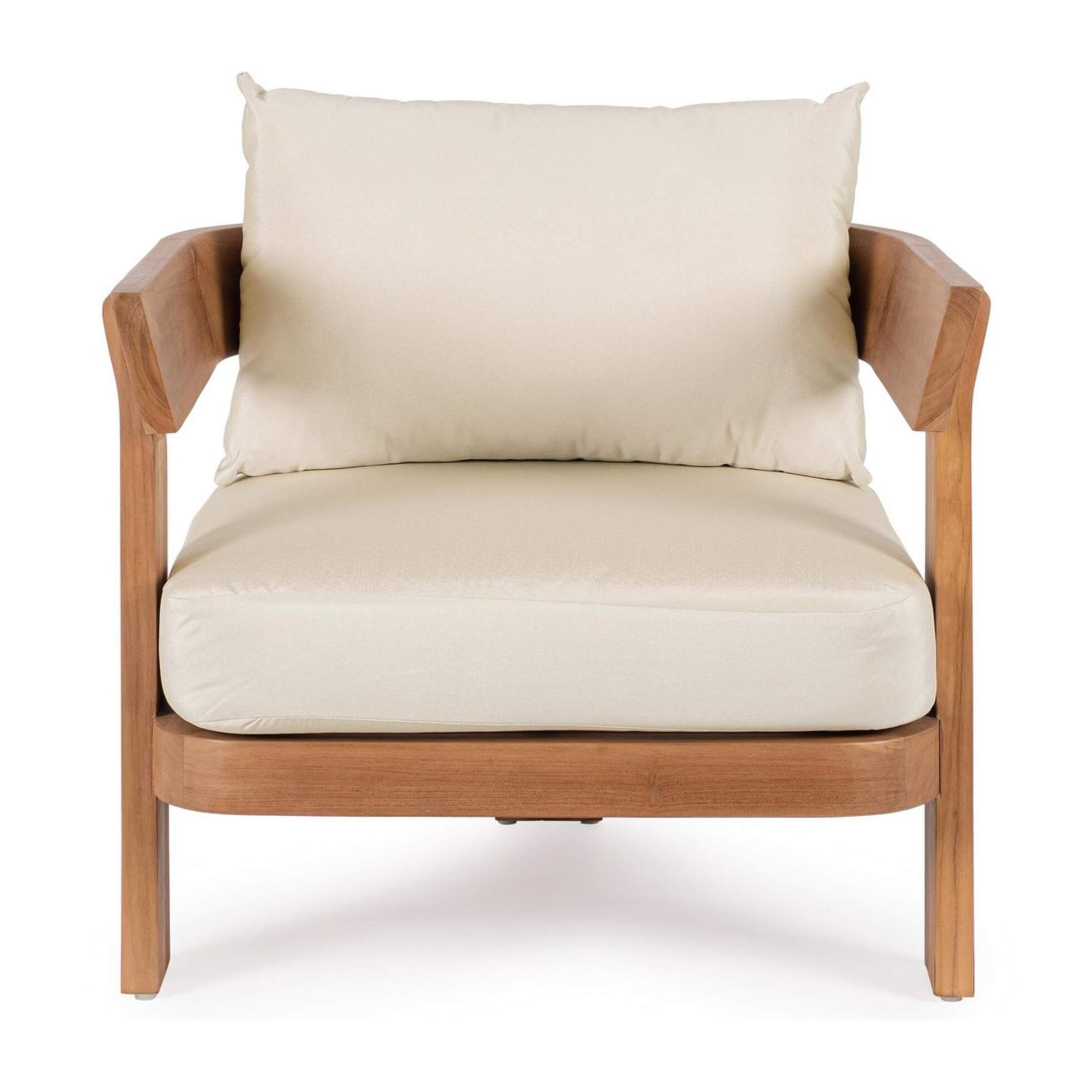 Poltrona in teak NOJA e tessuto beige