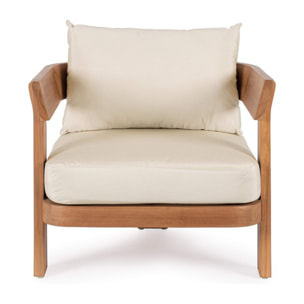 Poltrona in teak NOJA e tessuto beige