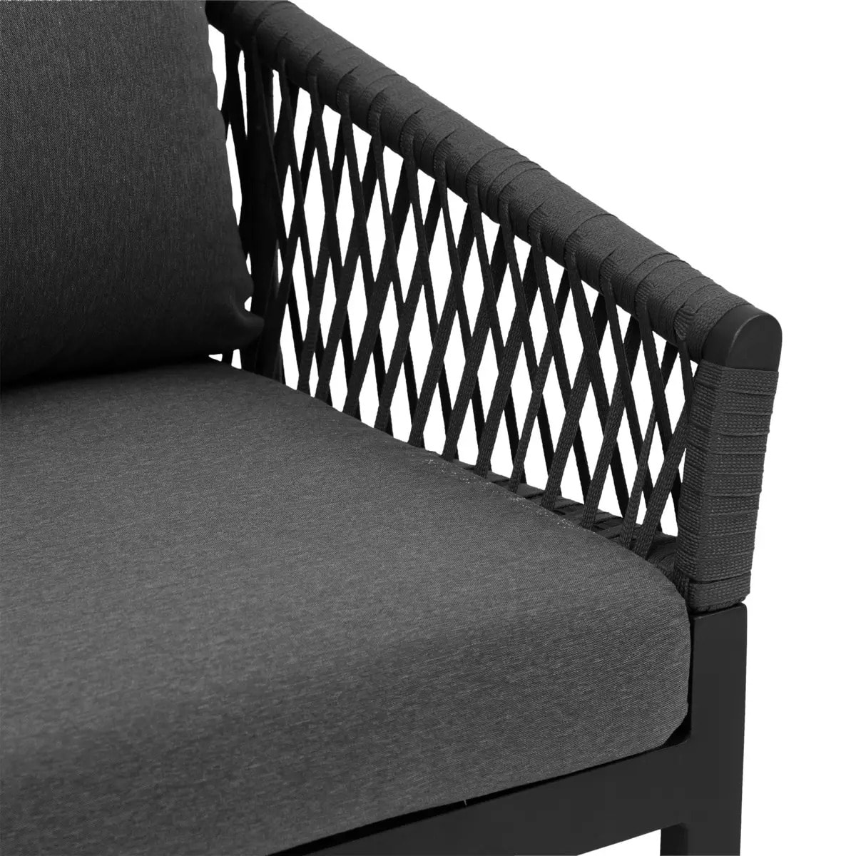 Fauteuil de salon de jardin "Oriengo" anthracite & graphite en aluminium traité époxy