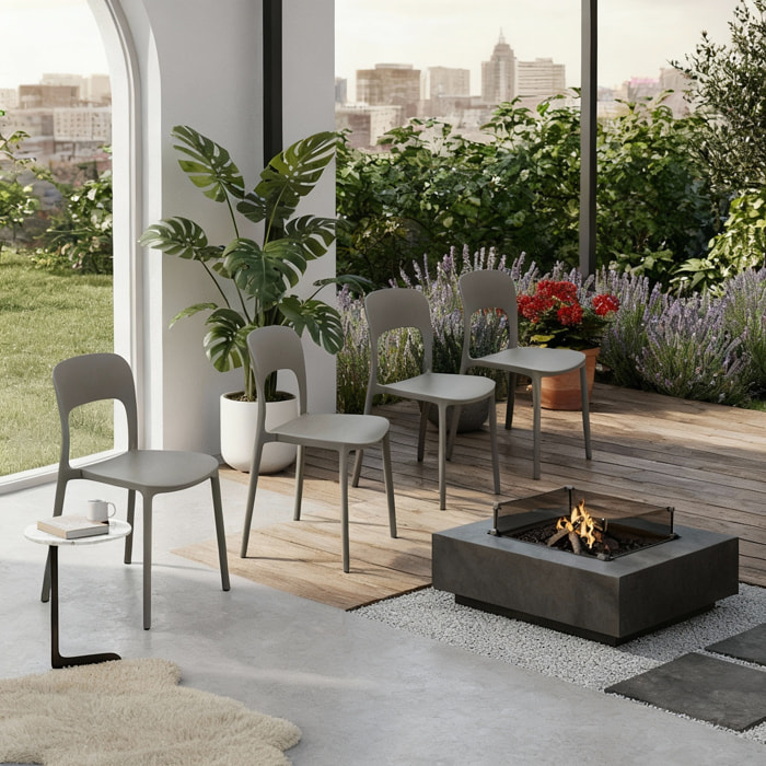 Set 4 Sedie Da Giardino In Polipropilene Impilabili Leggere E Resistenti Ideali Per Esterni Terrazze Giardini Bar Dehors Ristoranti Grigio