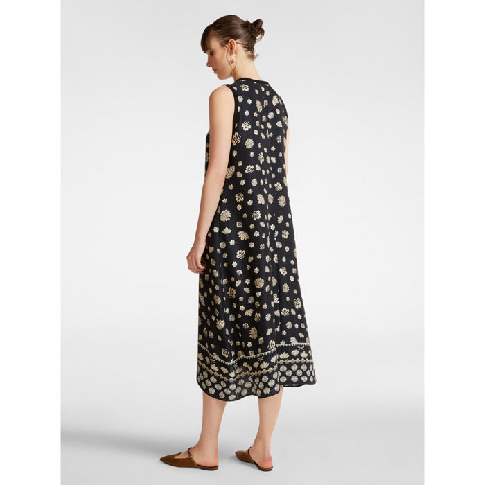 Elena Mirò - Vestido midi con estampado étnico - Negro