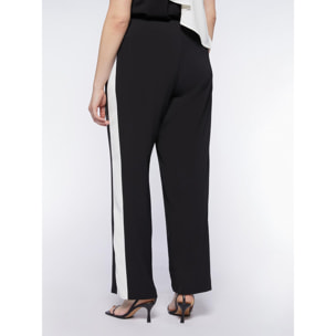 Fiorella Rubino - Pantaloni wide leg con banda laterale - Nero