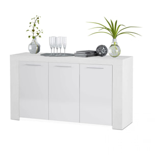 Aparador de 3 puertas con gran almacenamiento en blanco artik 144 cm Dara Blanco Artik (Blanco Mate)