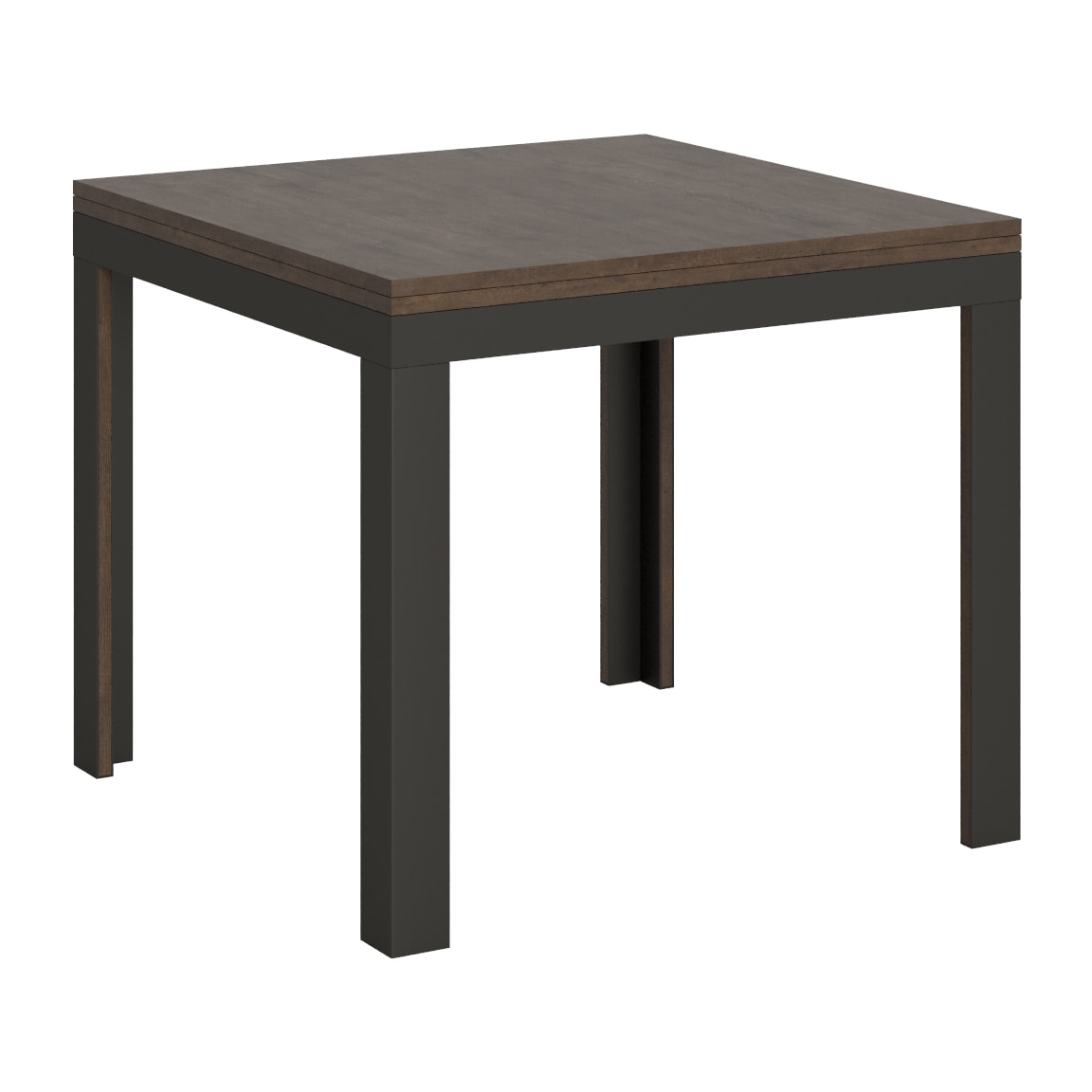 Table Linea Libra Noyer 90x90 Allongée 90x180 cadre Anthracite