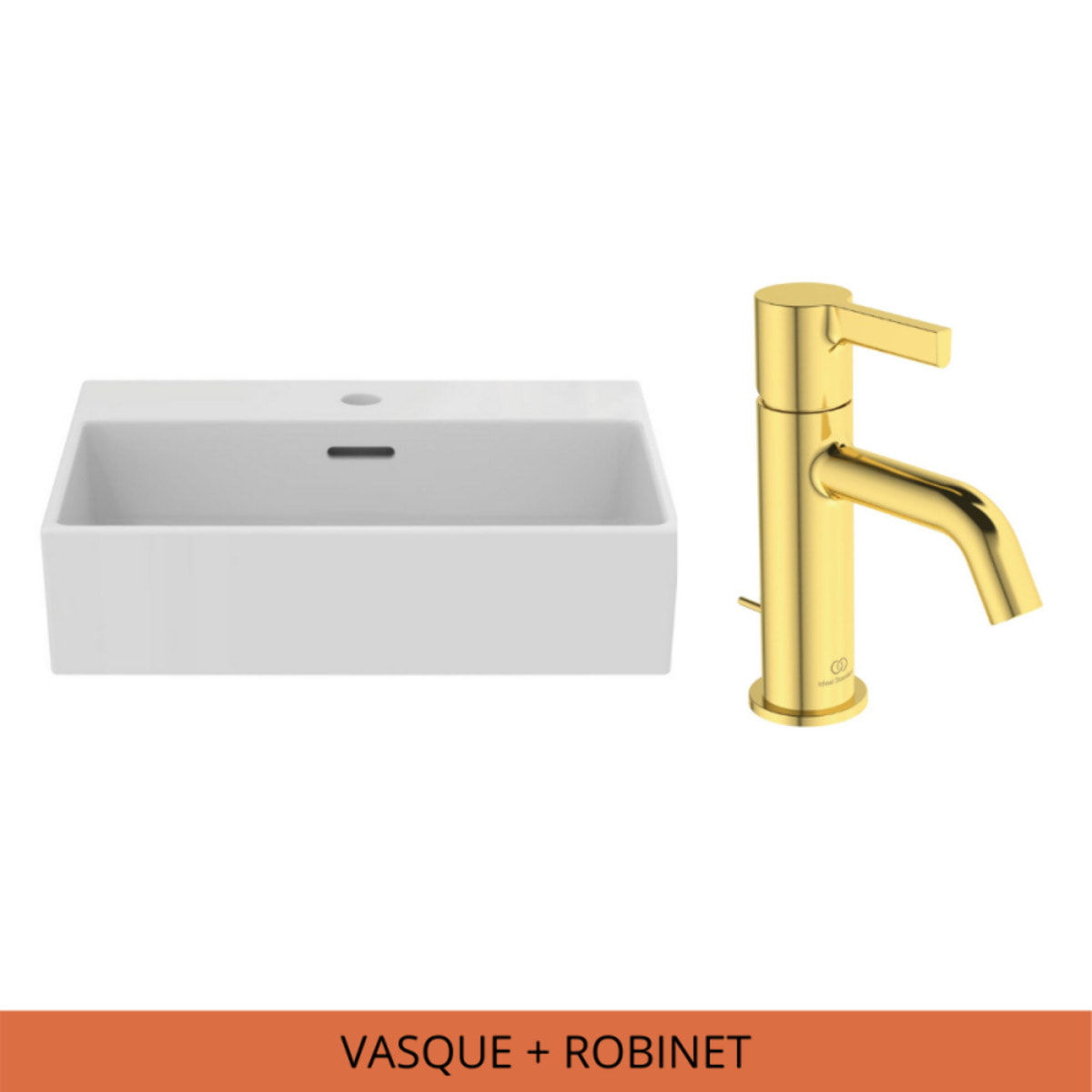 IDEAL STANDARD Pack Vasque 50x40 Extra avec trop plein + Mitigeur Joy or