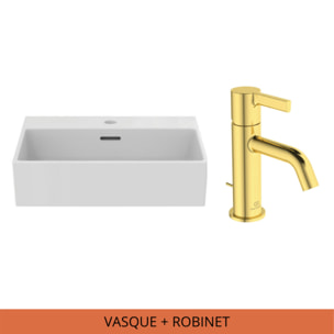 IDEAL STANDARD Pack Vasque 50x40 Extra avec trop plein + Mitigeur Joy or