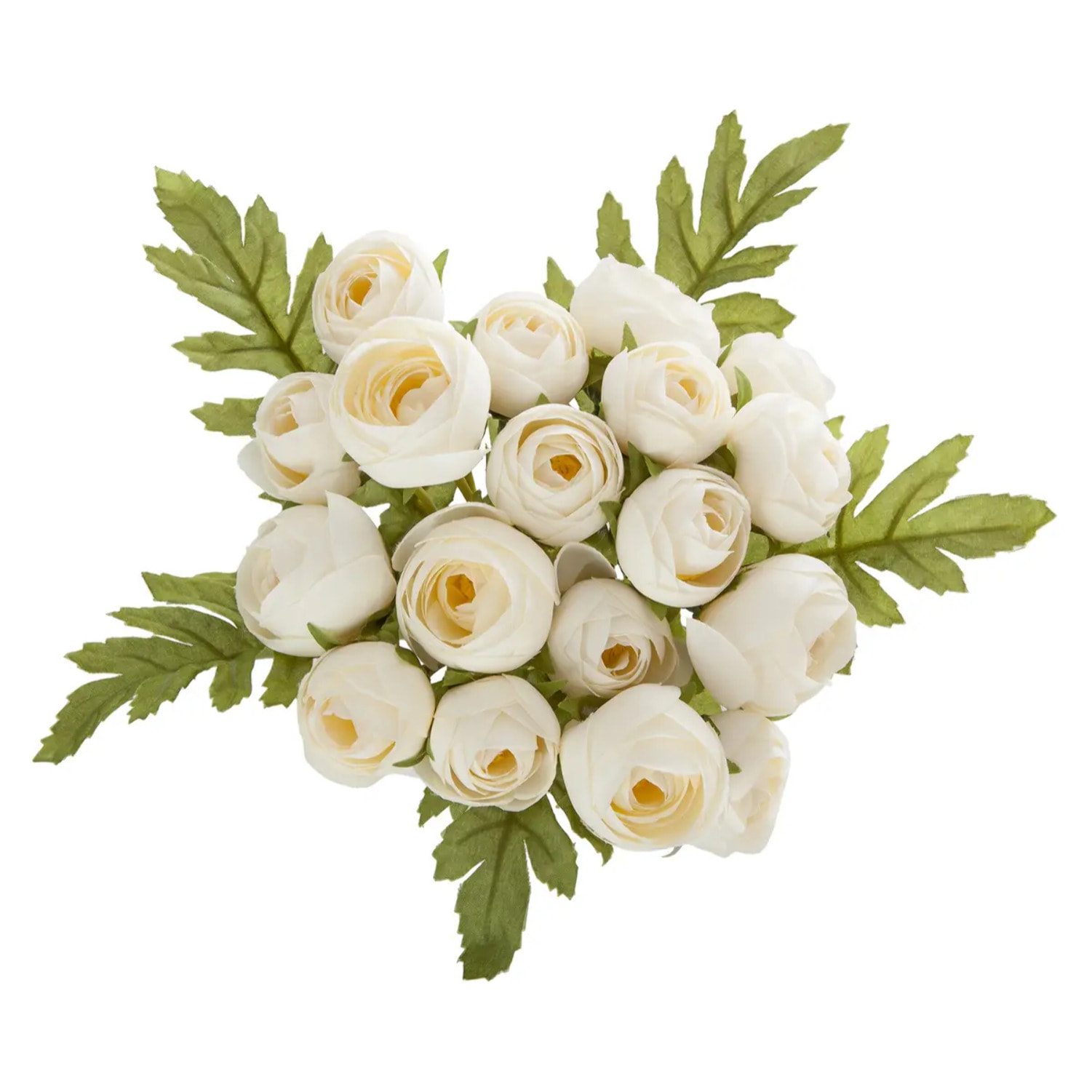 Bouquet de 18 mini camélias artificiels blanc H30cm