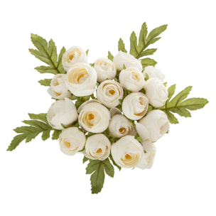 Bouquet de 18 mini camélias artificiels blanc H30cm