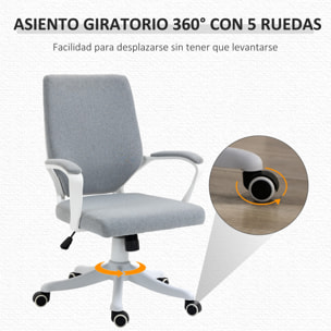 Silla de Oficina Giratoria Silla de Escritorio Ergonómica con Altura Ajustable Reposabrazos Acolchado y Soporte Lumbar Carga Máx. 120 kg 62x69x92-100 cm Gris