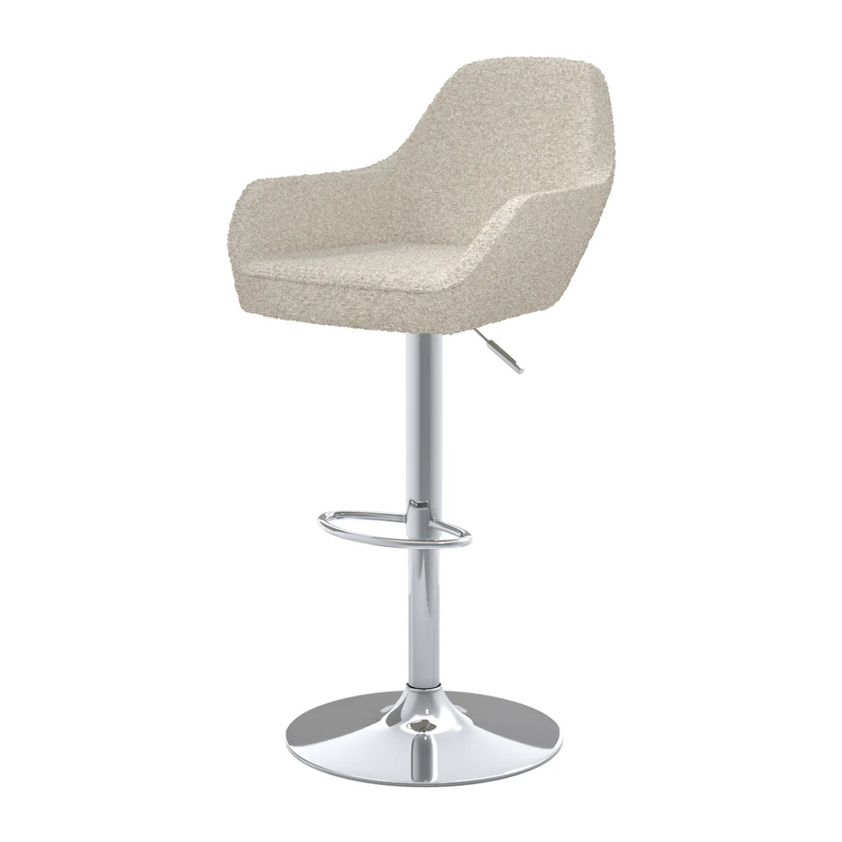 Lot de 2 chaises de bar effet laine bouclette blanc cassé 63/83 cm - Adam