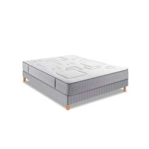 Ensemble EQUILIBRE matelas H25 ressort ensachés, ferme, sommier