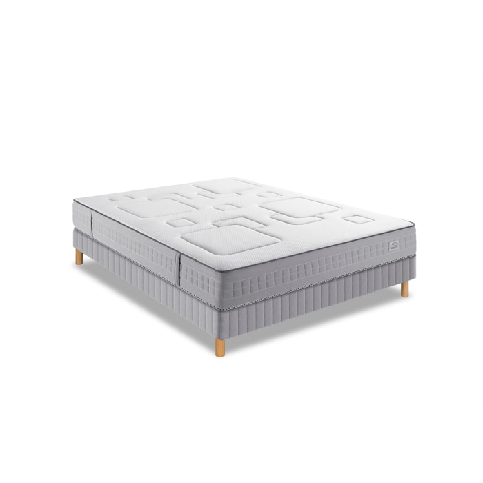 Ensemble EQUILIBRE matelas H25 ressort ensachés, ferme, sommier