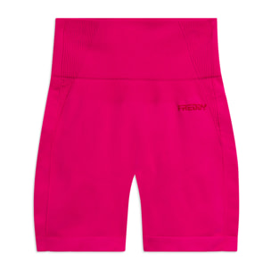 Leggings Corti Seamless con Vita Alta e Inserti in Costina