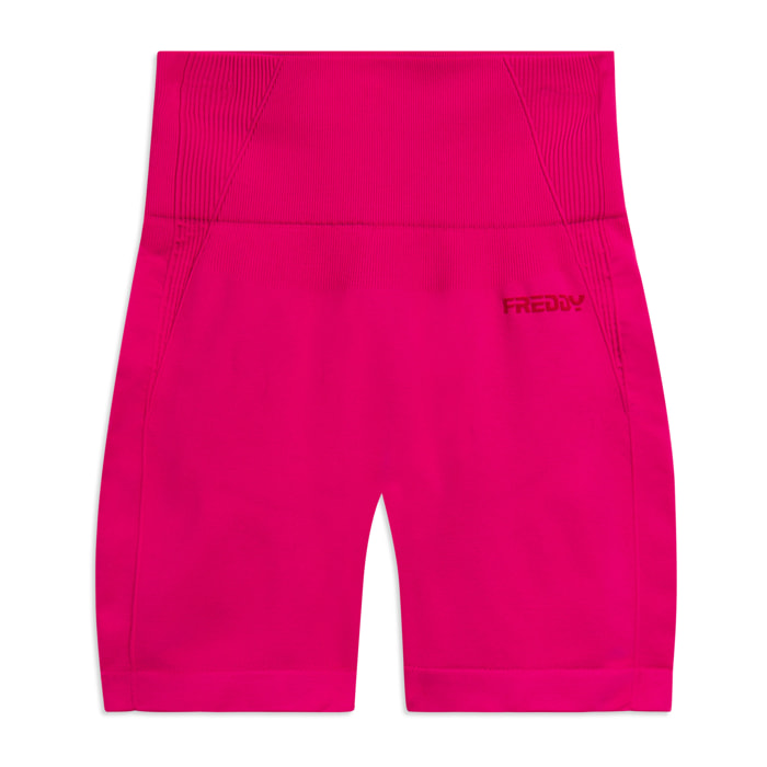 Leggings Corti Seamless con Vita Alta e Inserti in Costina