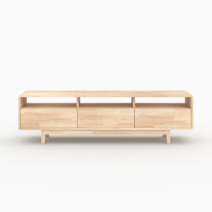Meuble TV en bois d'hévéa massif - Gisèle