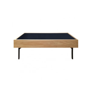 Table basse rectangulaire en bois et plateau en verre noir - GOUDE 724