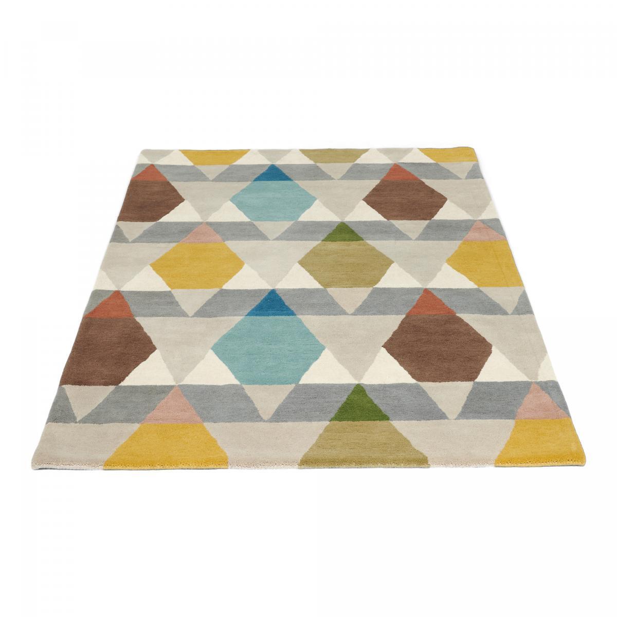 Tapis salon et chambre tissé en laine motif géométrique SOCI