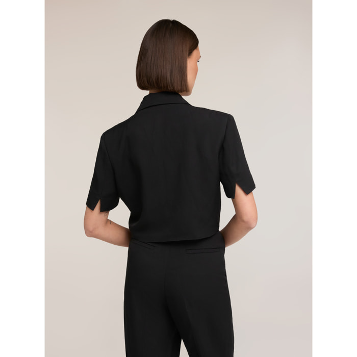 Motivi - Chaqueta corta cruzada de manga corta - Negro