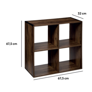 Étagère 4 cases indus "Mix N' Modul" effet bois foncé