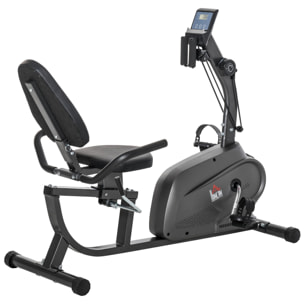 Bicicleta Estática con Respaldo, 8 Niveles de Resistencia, Bicicleta Estática Reclinadas, con Volante Asiento Ajustable, Pantalla LCD y Soporte de Teléfono, para Entrenamientos de Recuperación