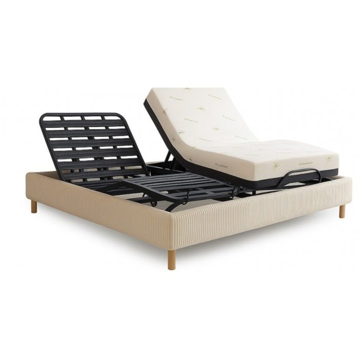 Ensemble lit électrique Ergoflex et matelas | Contour Velours Côtelé | Beige