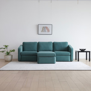 Canapé modulable 3 places bleu avec pouf GALEGO