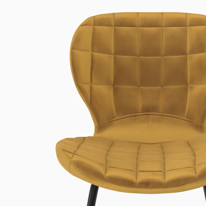 Lot de 2 chaises en velours jaune curry - Mazzia