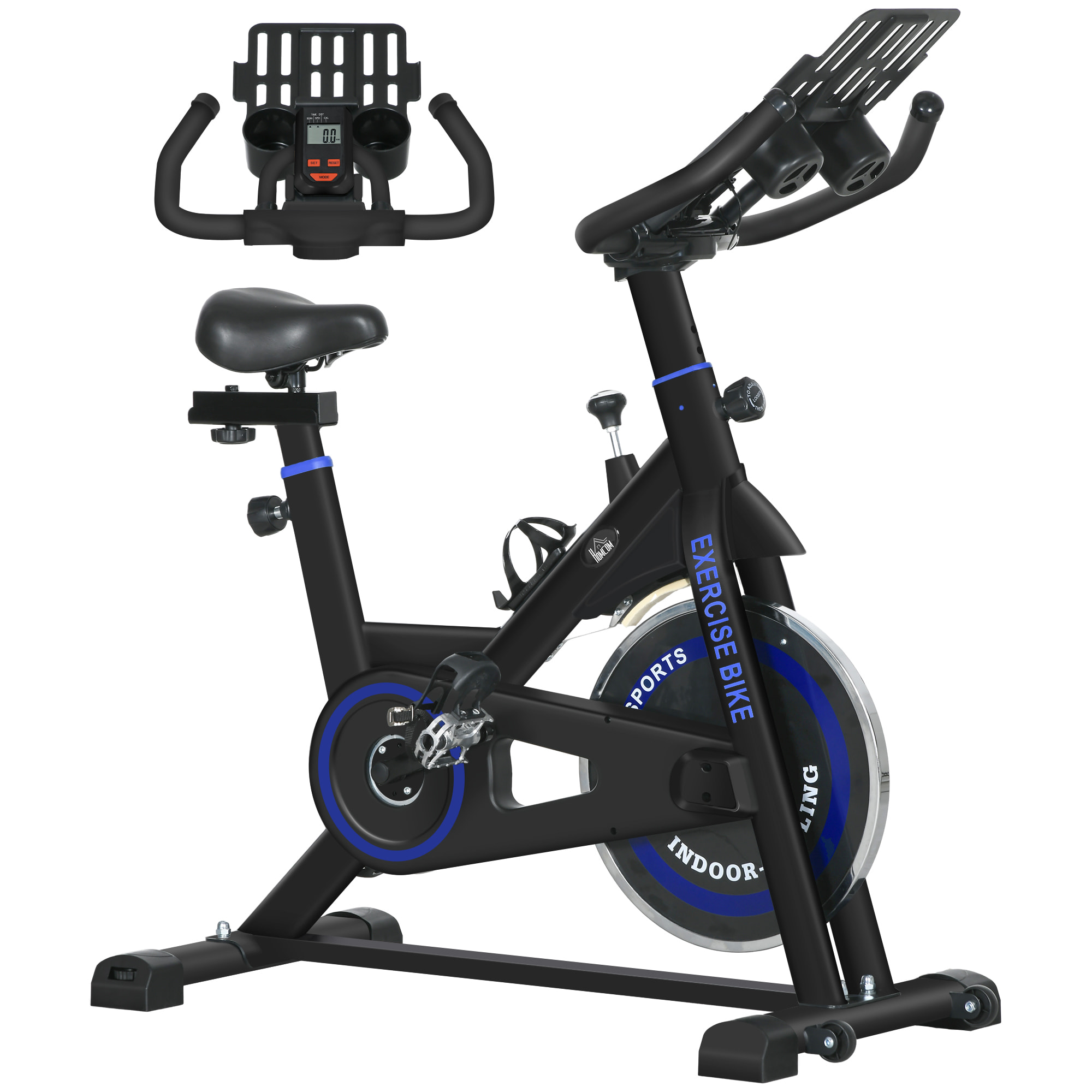 Bicicleta Estática con Resistencia Regulable Bici Estática Bicicleta de Fitness con Volante de Inercia 8 kg Pantalla LCD Manillar y Asiento Ajustable para Casa Gimnasio Azul